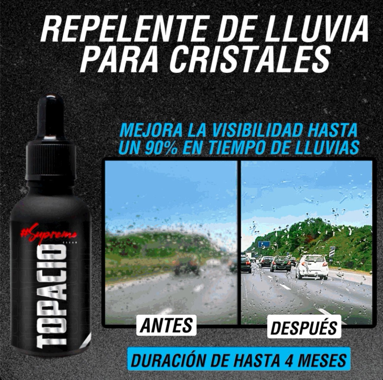 TOPACIO REPELE AGUA Y GOTAS DE LLUVIA ÁCIDA - Supremoclean