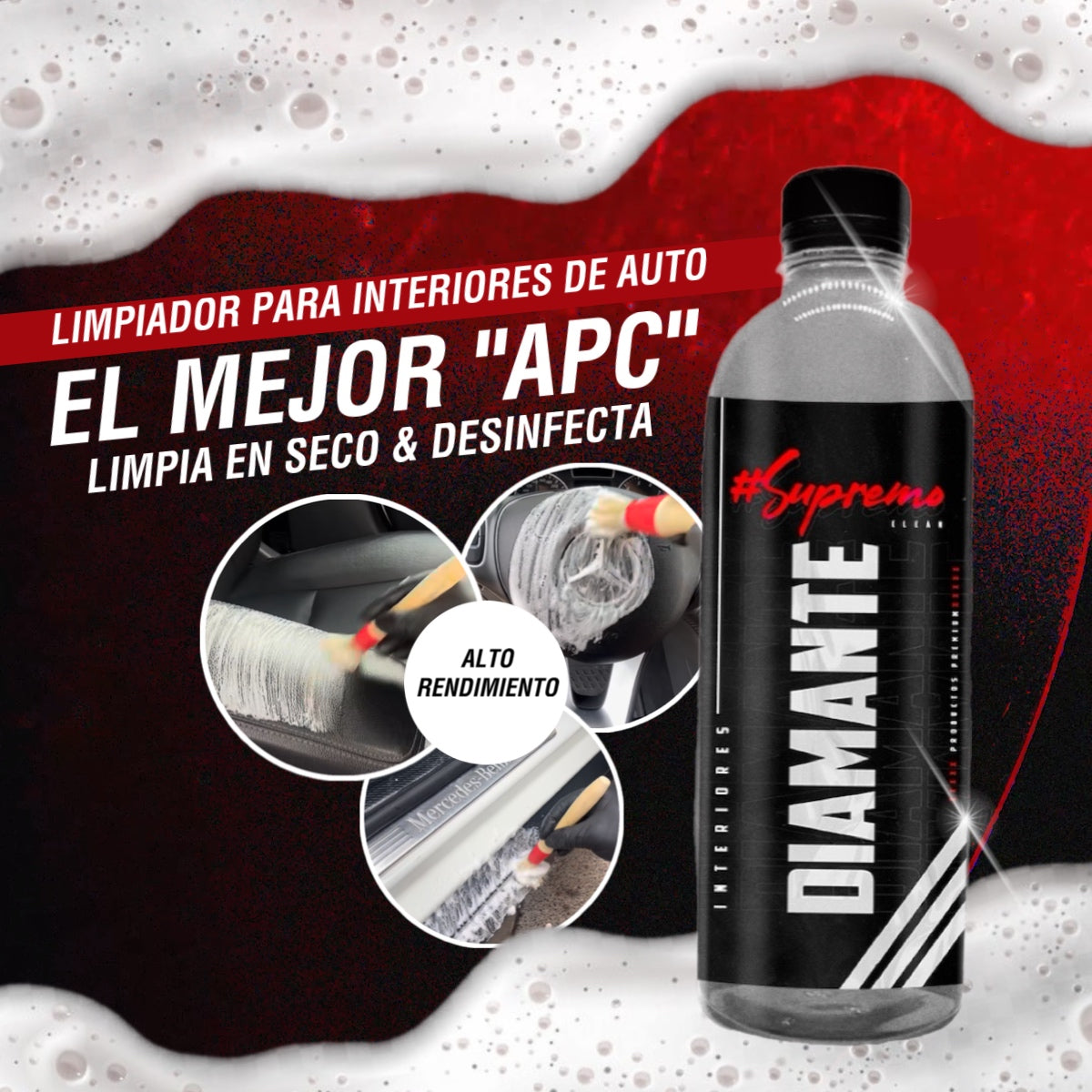 Supremocleanmx DIAMANTE LIMPIADOR APC Y DESINFECTANTE  PARA INTERIORES AUTOMOTRIZ