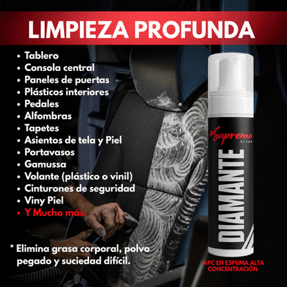 Diamante en Espuma – Limpiador APC para Interiores y Partes Delicadas | Espuma Activa de Alta Eficiencia - Supremoclean