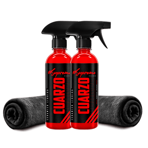 Kit de Brillo y Protección 2 Cuarzo Quick Detailer + 2 Microfibras + 2 Atomizadores | Acabado Espejo y Repelencia al Agua - Supremoclean
