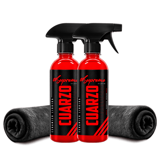 Kit de Brillo y Protección 2 Cuarzo Quick Detailer + 2 Microfibras + 2 Atomizadores | Acabado Espejo y Repelencia al Agua - Supremoclean