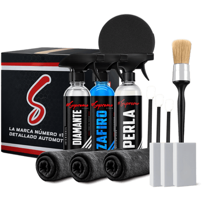 Kit de Detallado Interior – Limpieza de Pantallas, Tapicería, Asientos de Piel y Protección UV - Supremoclean