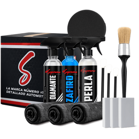 Kit de Detallado Interior – Limpieza de Pantallas, Tapicería, Asientos de Piel y Protección UV - Supremoclean