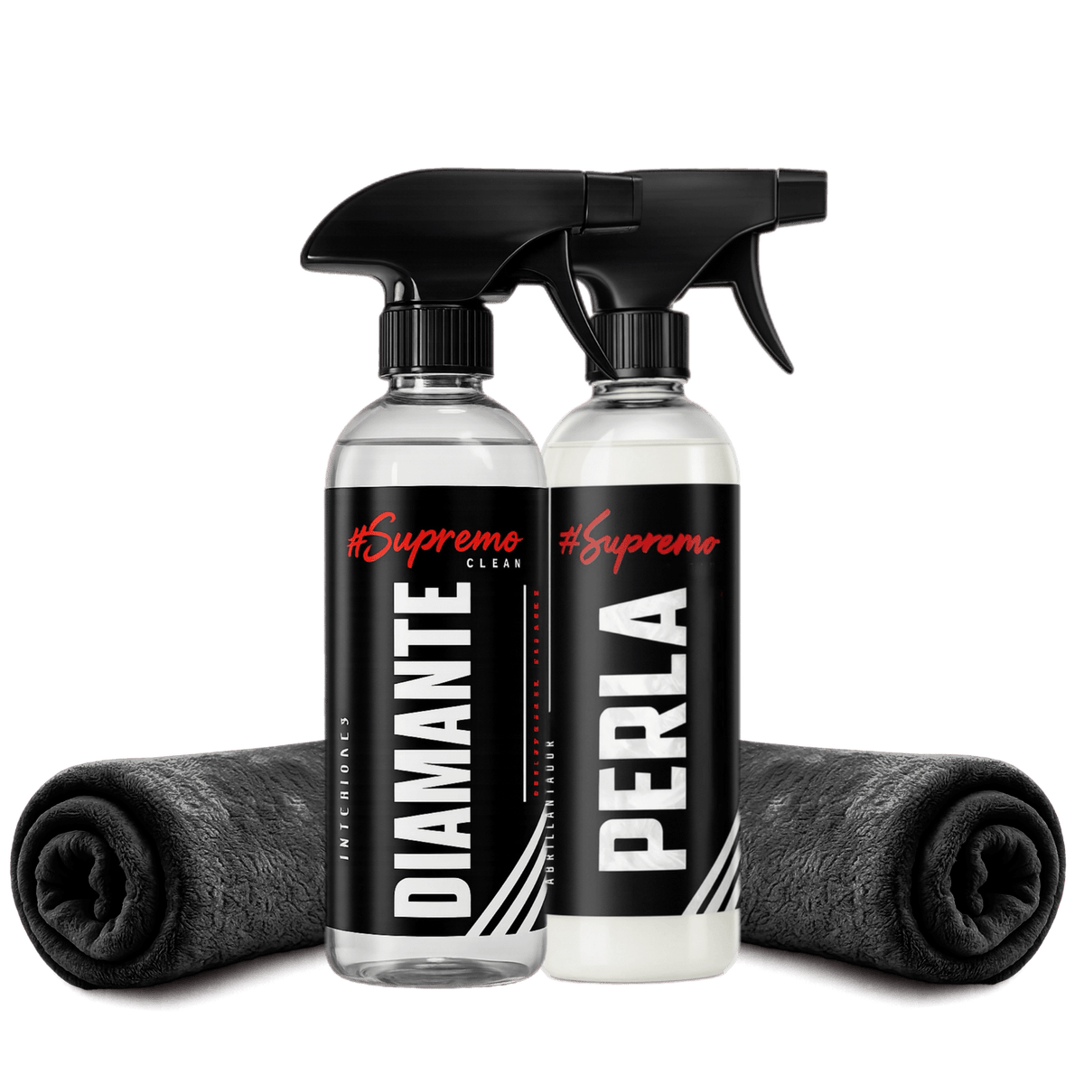 Kit Limpieza e Hidratación SupremoClean – Diamante + Perla + 2 Microfibras + 2 Atomizadores | Limpieza y Protección Profesional - Supremoclean