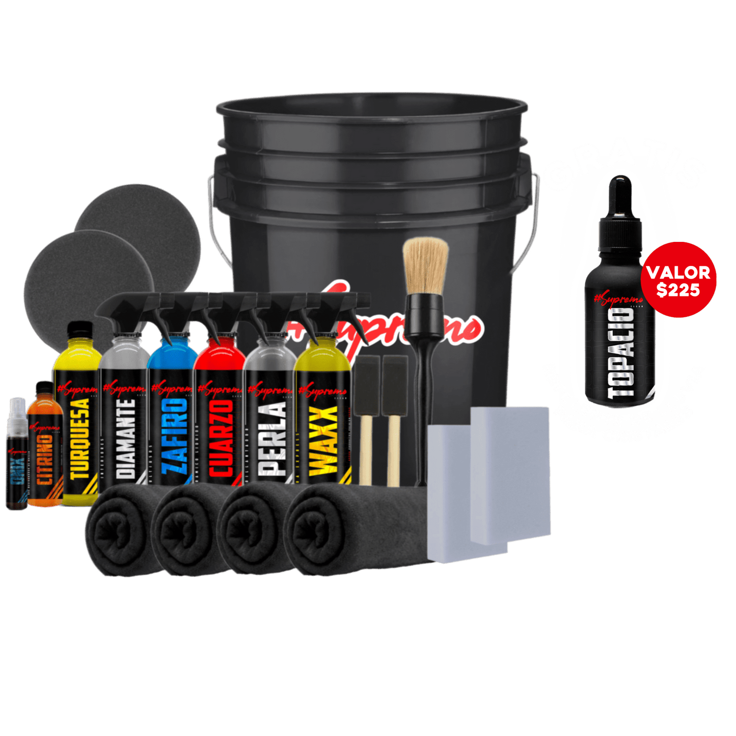 Premium Kit con Cubeta – Kit Profesional para Lavar Autos Completo. - Supremoclean