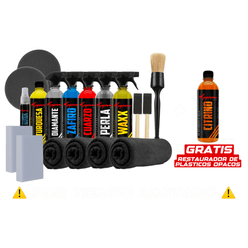 Premium Kit SupremoClean para detallado automotriz completo, limpieza, brillo y protección profesional interior y exterior