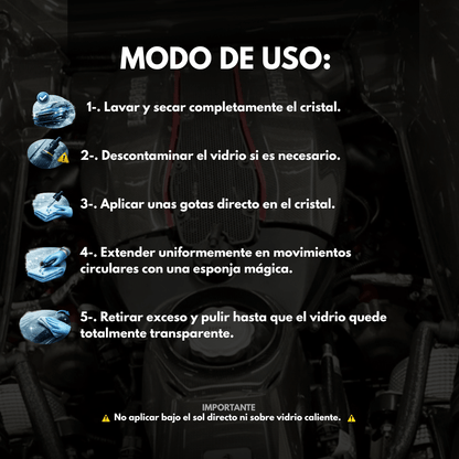 Topacio – Repelente de Lluvia y Sellador para Cristales Automotrices | Protección Hidrofóbica Duradera - Supremoclean