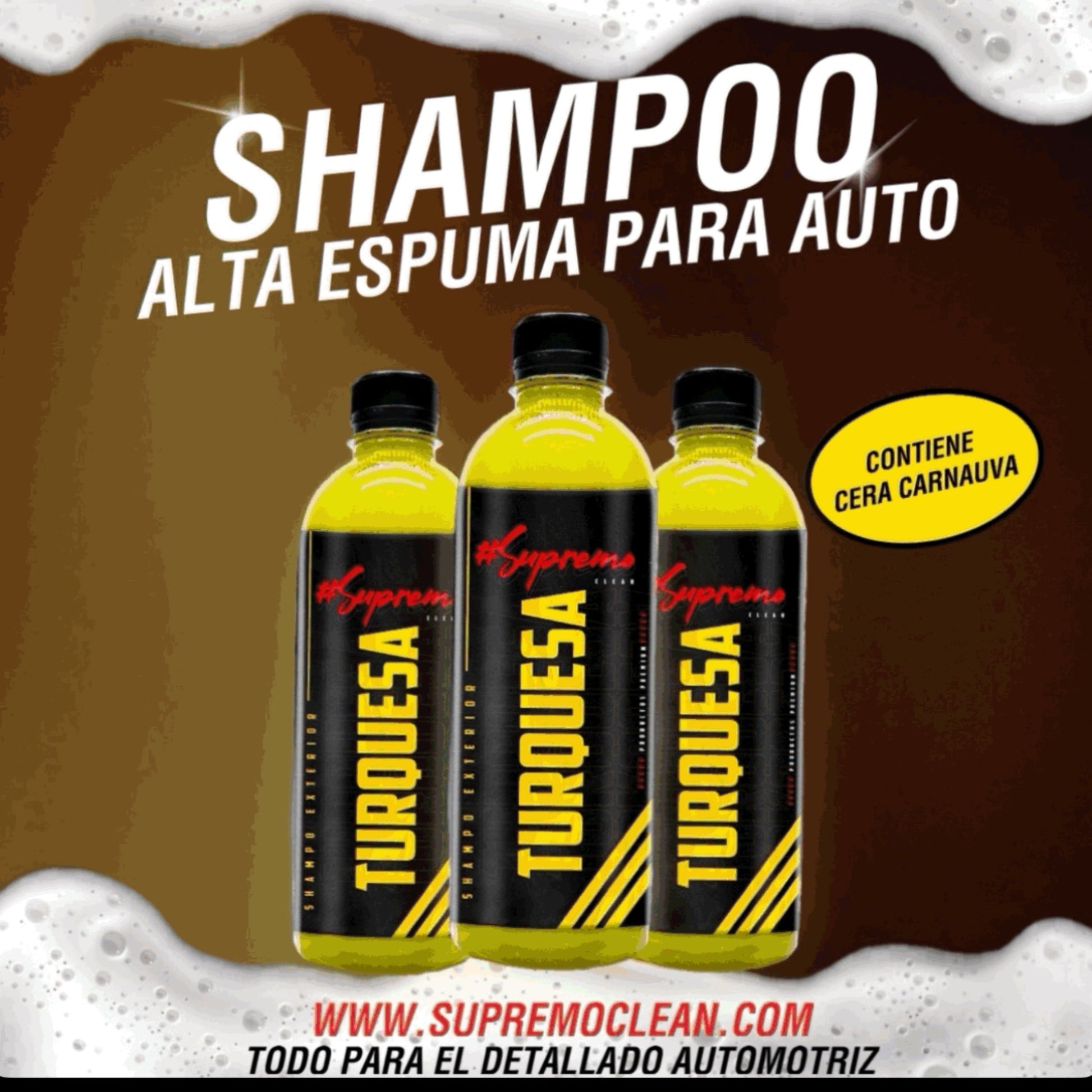 TURQUESA SHAMPOO PARA AUTOS CON CERA 2 LITROS - Supremoclean